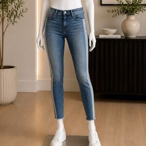 Unpublished Womens Skinny Jeans Two Tone Tuxedo Side Stripe Raw Hem 26